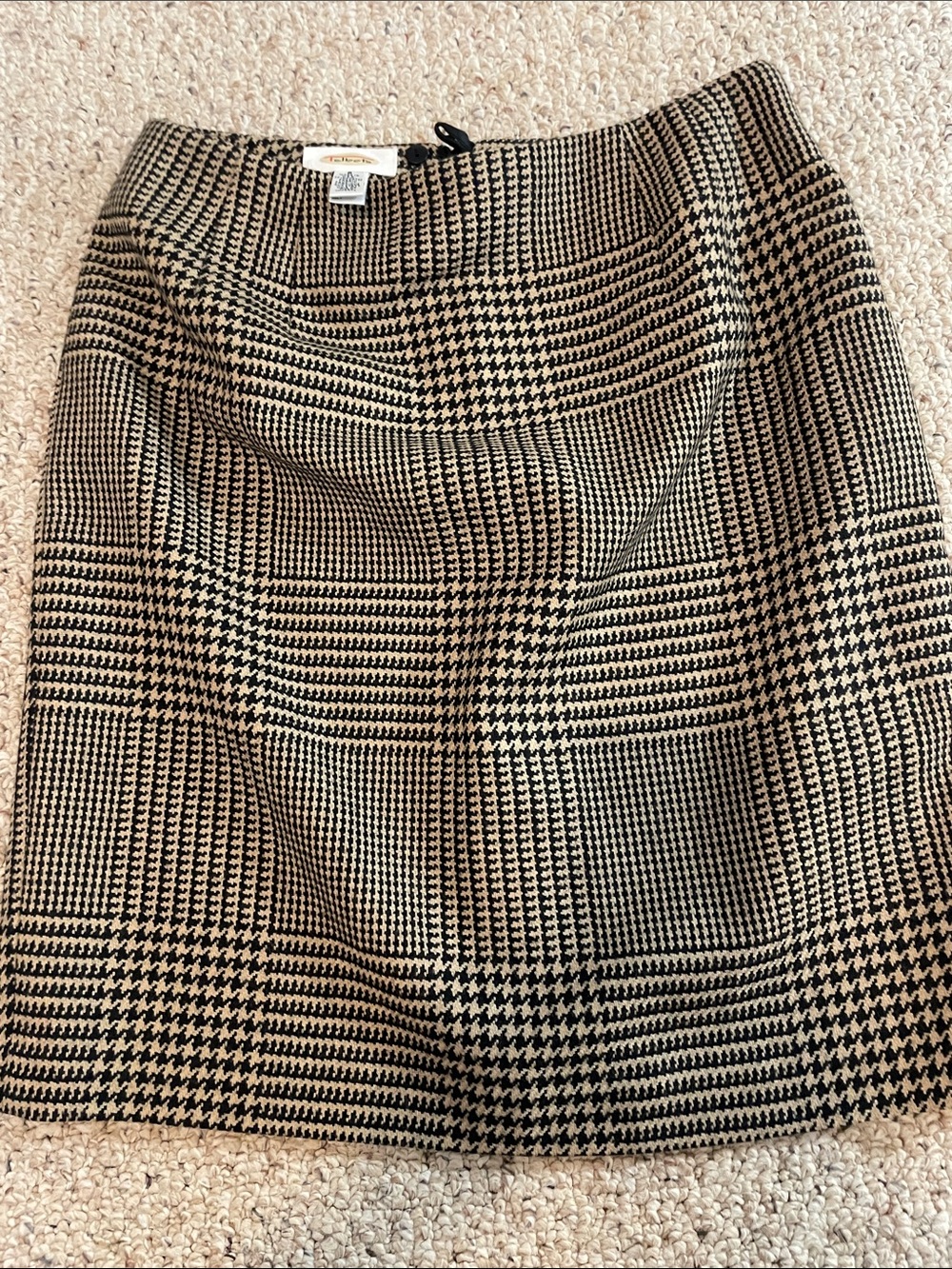 Talbots Black & Cream Houndstooth Pencil Skirt